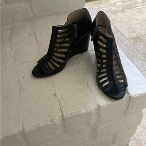 BCBGeneration Black Leather Wedges
